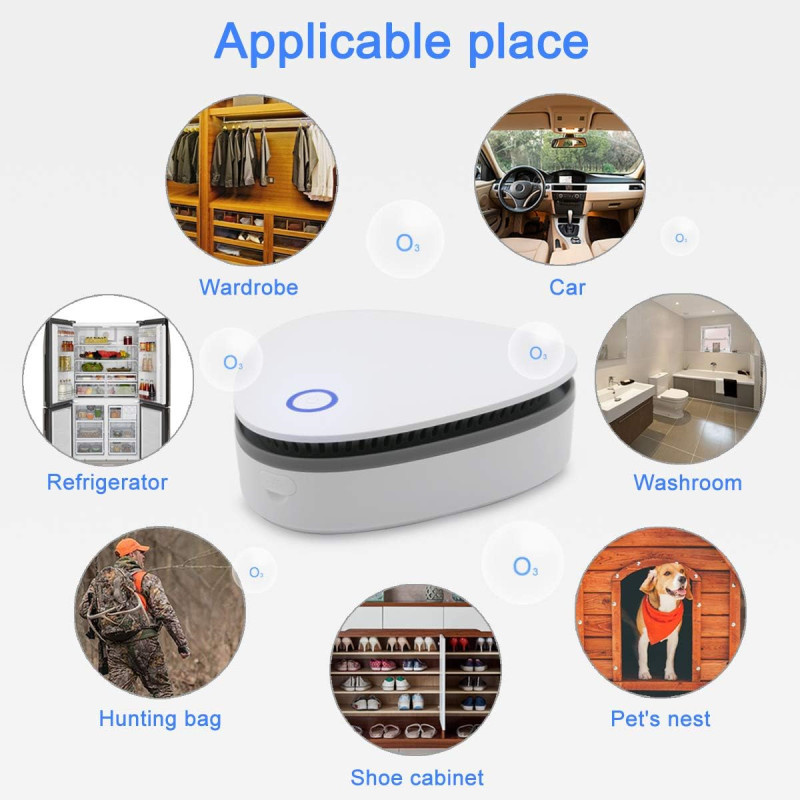 Portable Ozone Generator Sterilizer Air Purifier Ozon Electric Refrigerator Deodorizer for Fridge Car Pet Toilet Closet