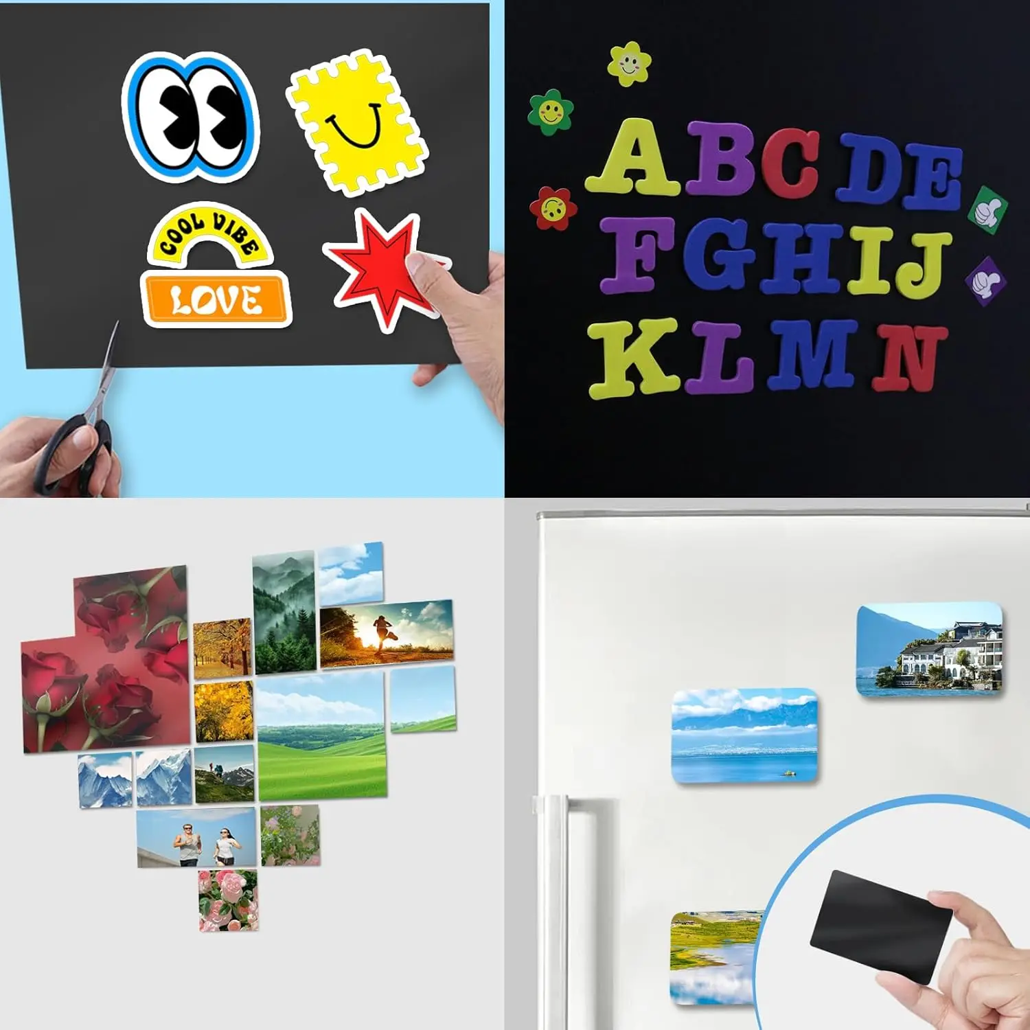 A4 10 Pack 8.3"x11.7" Picture Size, Magnetic Sheets with Adhesive Backing, Photo Magnets for Refrigerator, Sticky Magnet Sheet