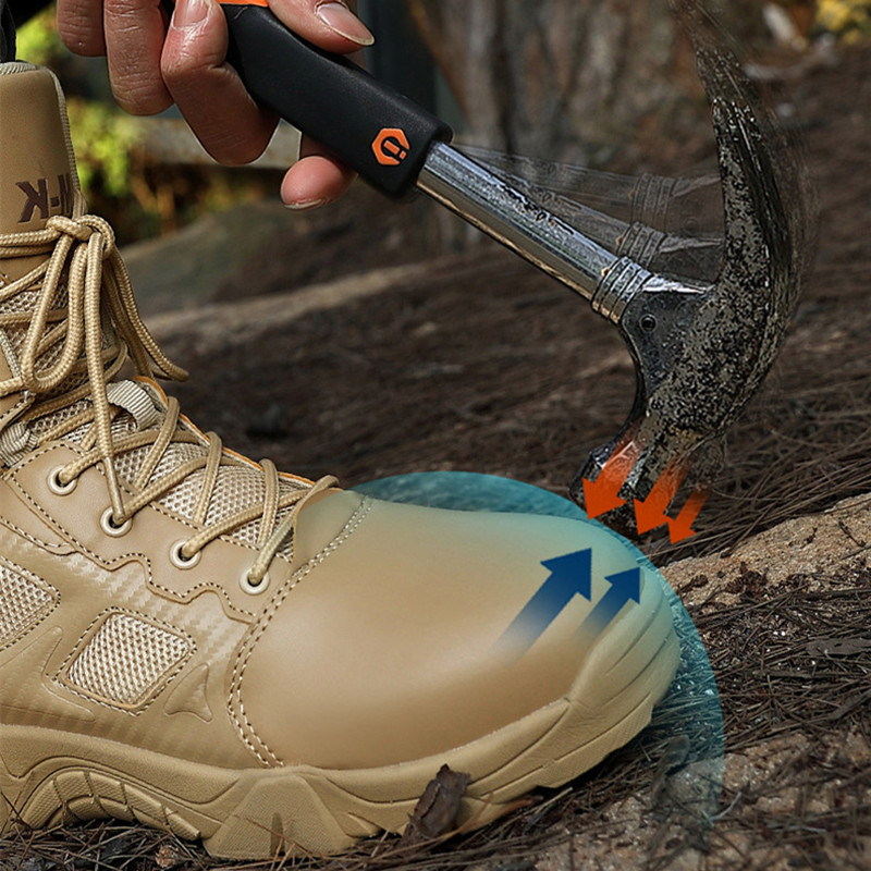 Wasserdichte Sicherheitsschuhe für den Außenbereich, Sicherheitsstiefel mit Stahlkappe, Arbeitsstiefel mit Stahlkappe, bruchsicher, Herren-Arbeitsstiefel, Größe 47