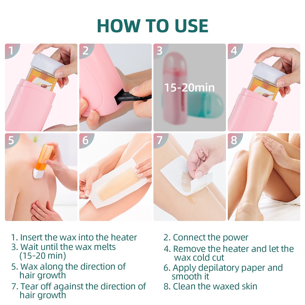 영원히 3in1 롤 제모 왁스 히터 페이스 바디 제모 제모기 왁스 스트립 종이가있는 왁스 가열 기계