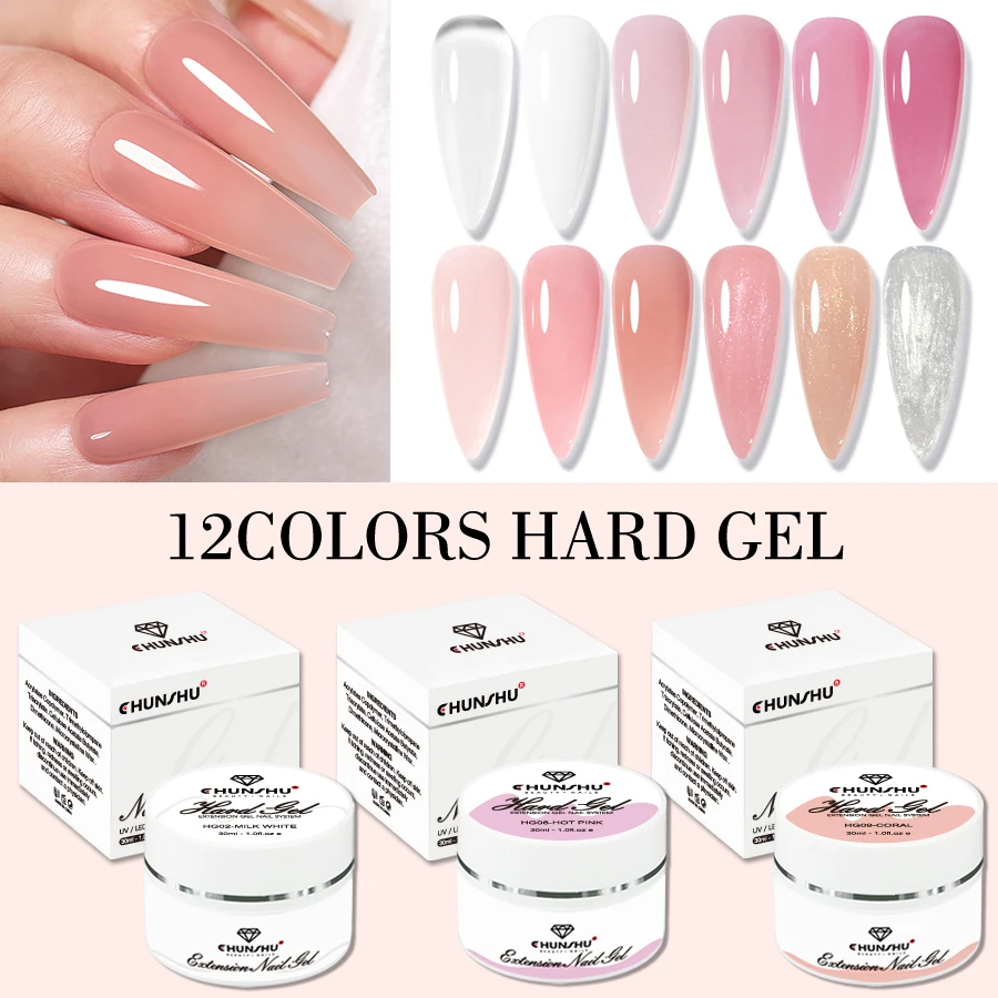 Gel duro de 30ML para extensión de uñas, Gel constructor blanco lechoso, refuerzo autonivelante, Gel para uñas, manicura de camuflaje