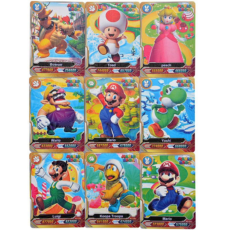 Super Mario Bros Luigi Toad DK princesa melocotón Bowser Wario juego batalla tarjetas comerciales juguete para regalo de cumpleaños para niños