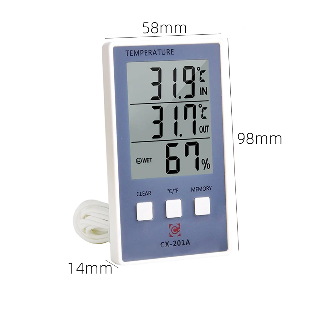 Nhiệt Kế Ẩm Kế Trong Nhà Ngoài Trời Nhiệt Độ Đồng Hồ Đo Độ Ẩm C/F Màn Hình LCD Hiển Thị Đầu Dò Cảm Biến Trạm Thời Tiết