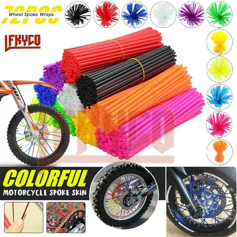 72pcs Spoke Skins Covers For Motocross Dirt Bike Wheel Rim Guard Protector Wraps