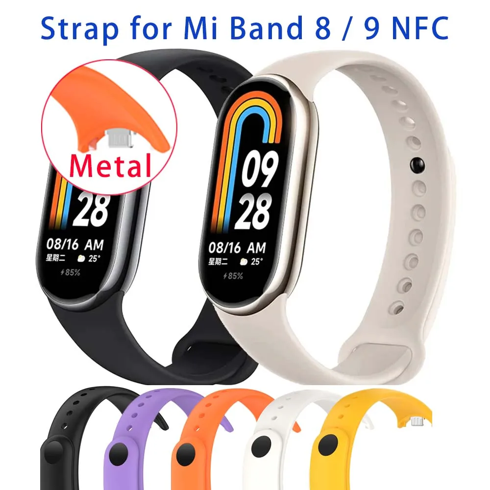 2025 Pasek do bransoletki Xiaomi Mi Band 8/8 NFC Silikonowy pasek na nadgarstek Miband 9 NFC Wymienny pasek sportowy pulsera correa do Mi Band 9