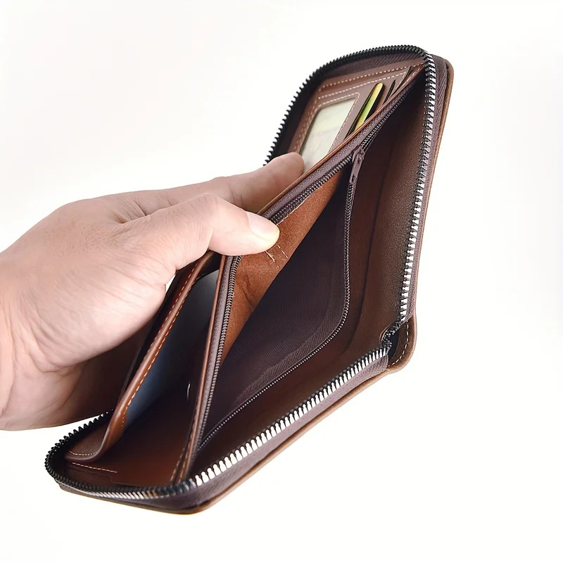 Portafoglio da uomo stile corto in pelle PU retrò con giunture alla moda Portafoglio con clip per carte da uomo stile corto con moneta