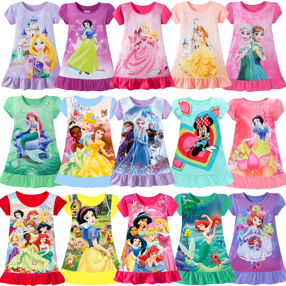 Vestido de sirena Anna Elsa, camisón para niñas, ropa, pijamas de dibujos animados, ropa para niños, pijamas de manga corta, vestido para niños, ropa familiar