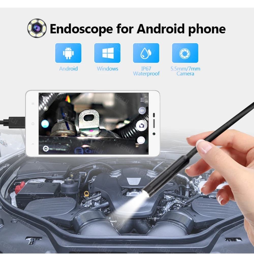 New 7MM Android Endoscope Camera 3 IN1 Micro USB Type C Borescope Mini Camera Waterproof LED Car Inspection For HUAWEI XIAOMI PC