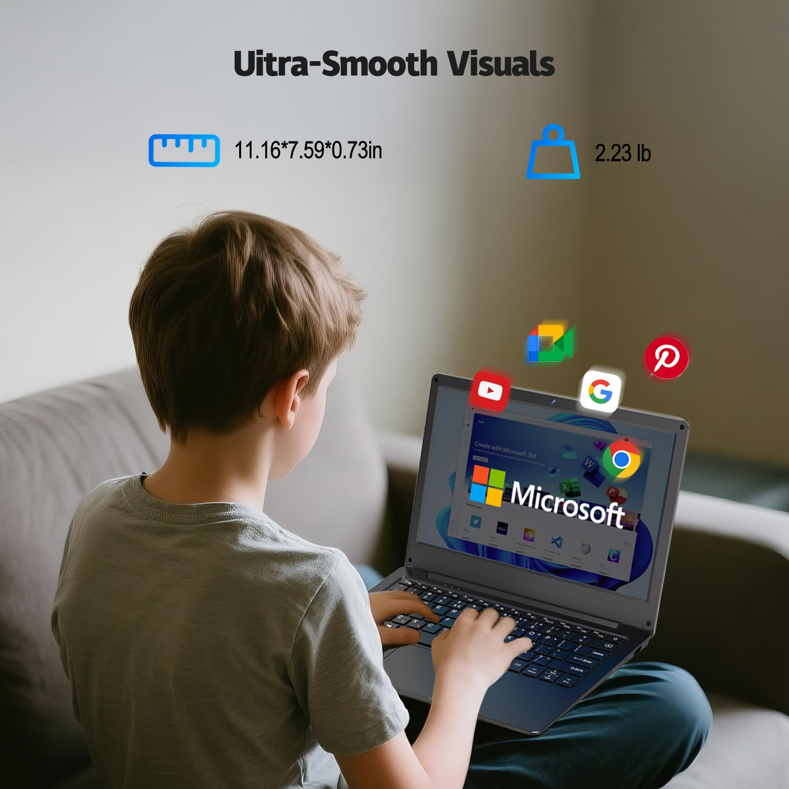 Azeyou 11.6" Full HD Laptop, N4000 (Up to 2.8GHz) Notebook 4GB RAM,4000mAh, Russian - English Keyboard Language OS 11 Pro System