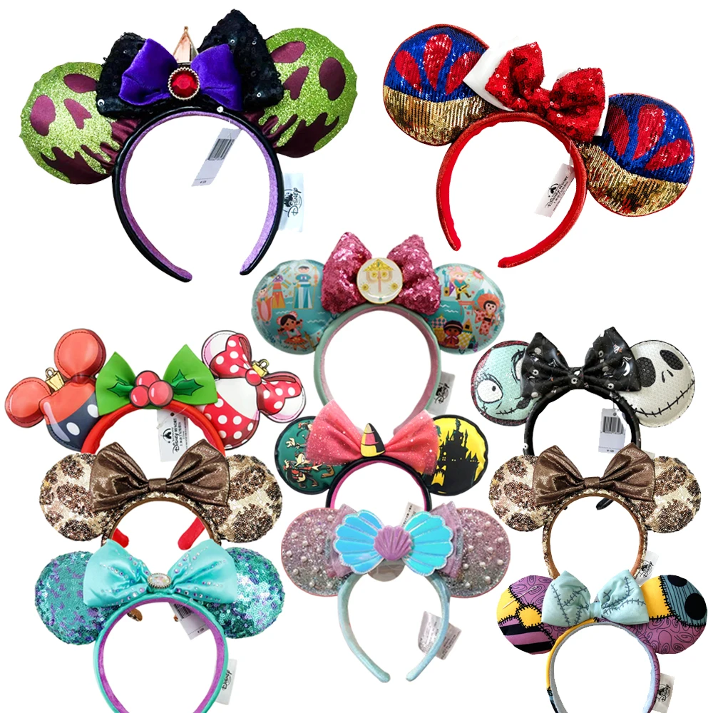 Disney Mickey Mouse Bow Headband Princess Snow White Headbands for Girls Women Skeletal Poison Apple Ear Cosplay Hair Accessorie