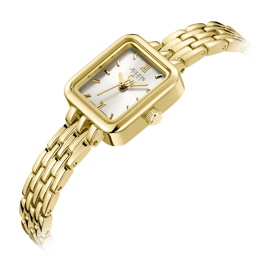 Julius-Reloj de acero inoxidable para mujer, pulsera de lujo con esfera de doble capa, a la moda, regalo, JA-771
