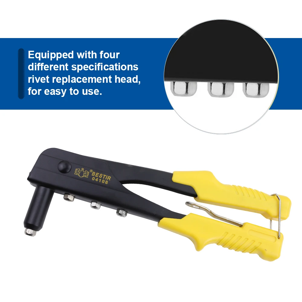 NINDEJIN-Juego de remaches de mano, herramienta profesional de pistola de remache Manual para reparación del hogar y bricolaje, con 200 remaches M2.4 M3.2 M4 M4.8