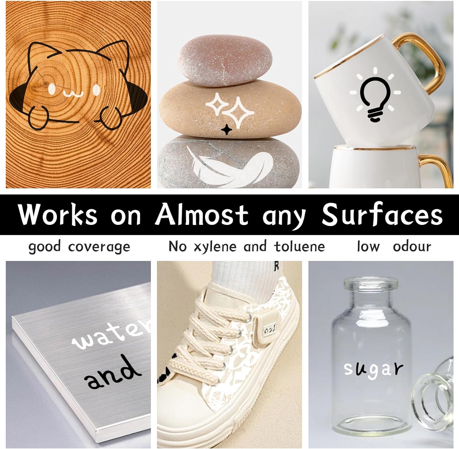 Black/White Oil Based Paint Pens, Permanent Marker for Metal, Wood, Canvas, Fabric, Plastic, Tire, Glass, Waterproof