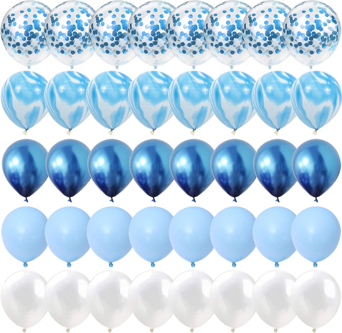 40-teiliges blaues Set Achat-Marmor-Luftballons, blauer Konfetti-Ballon, Hochzeit, Valentinstag, Babyparty, Geburtstag, Party-Dekorationen
