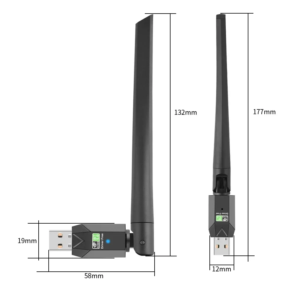 USB-адаптер Wi-Fi, 600 Мбит/с, Bluetooth 5,0, 2,4 ГГц