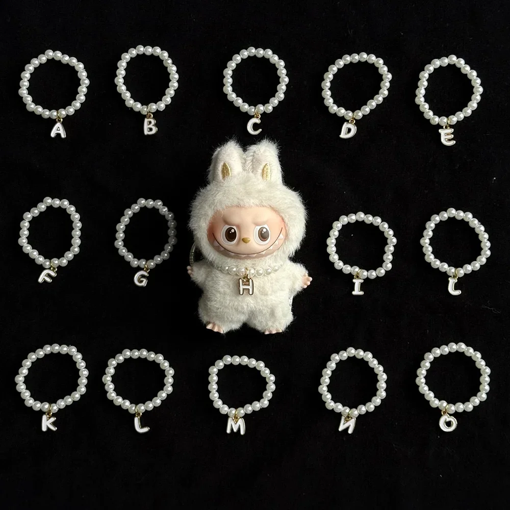Mini Labubu Anhänger Zubehör Buchstaben Perlenkette für Labubu V4 Pin für Love Series Puppenkleidung Zubehör