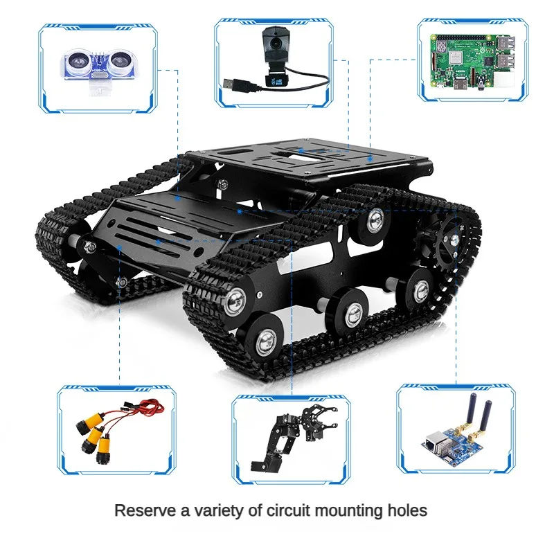 5-10KG PayLoad Metal Tank Chassis Track with Dual 12V DC Motor Robot Car for Arduino Raspberry Pi Robot DIY Kit RC Tank Project
