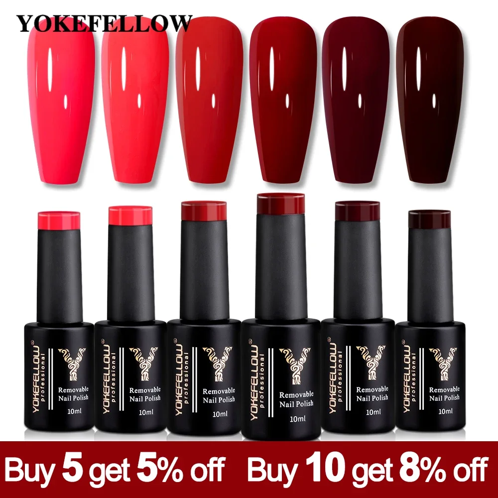 YOKEFELLOW-esmalte de uñas de Gel, 10ML, esmalte de Gel rojo brillante, barniz de Gel LED UV, 122 colores, regalos de manicura para decoración de uñas para mujer