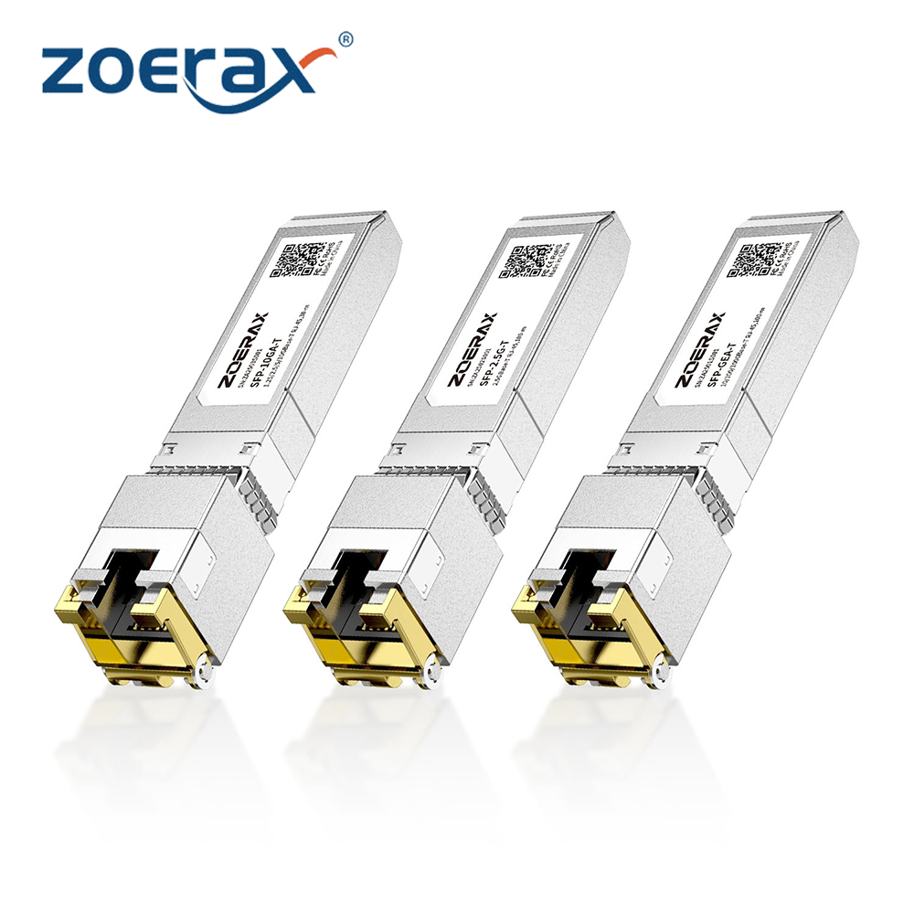 Módulo transceptor ZOERAX 10G/2.5/1.25G GBASE-T SFP+ a RJ45 CAT.6a, módulo Ethernet SFP+ con auto-negociación, adaptador de cable de cobre SFP+