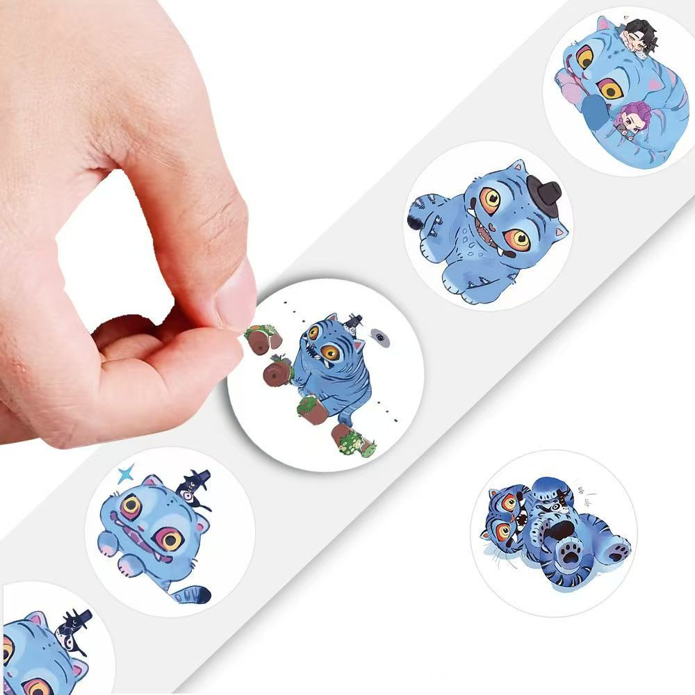 500Pcs/Roll Anime KPop Demon Hunters Stickers Demon Hunters Tiger DIY Scrapbooking Phone Luggage Skateboard Waterproof