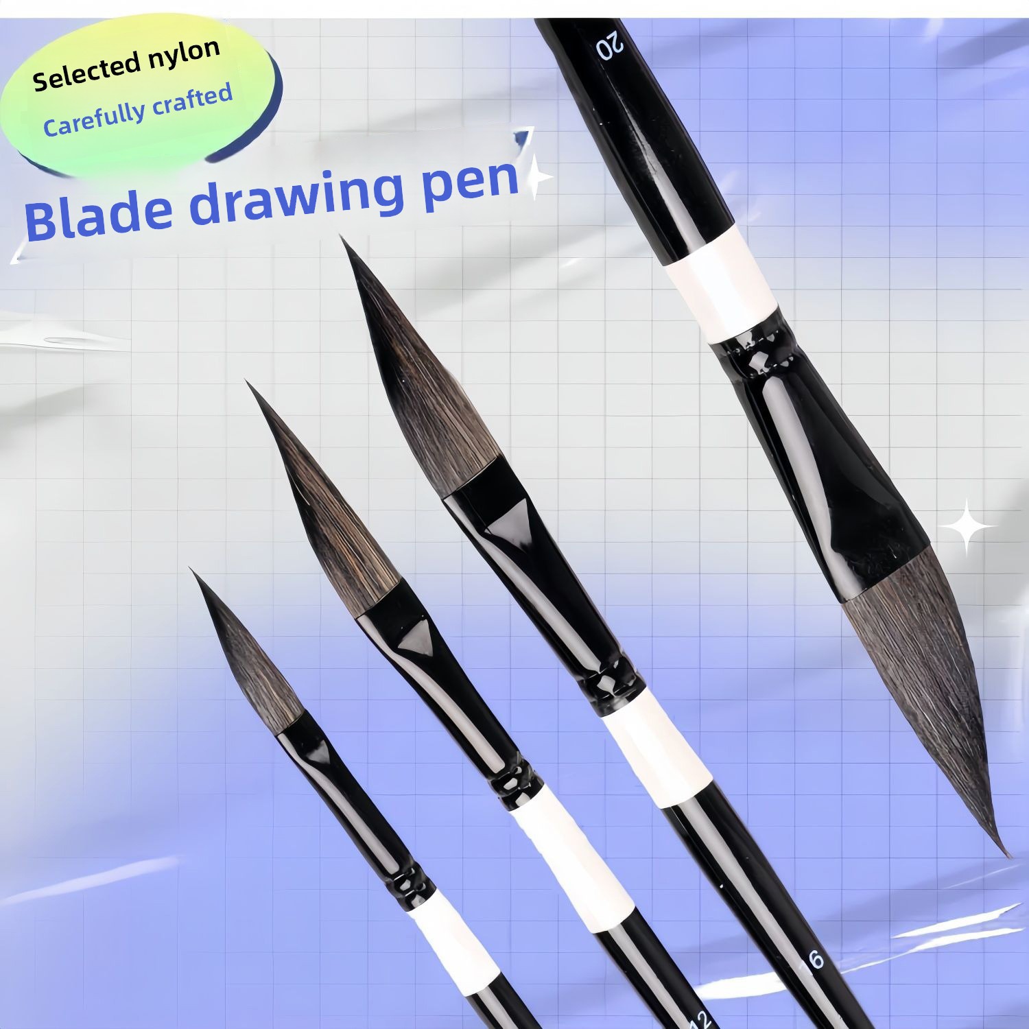 4-pcs pull wire paint brush gouache nylon hair knife-shaped watercolor pen set water painting pen hand-painted art drawing brush