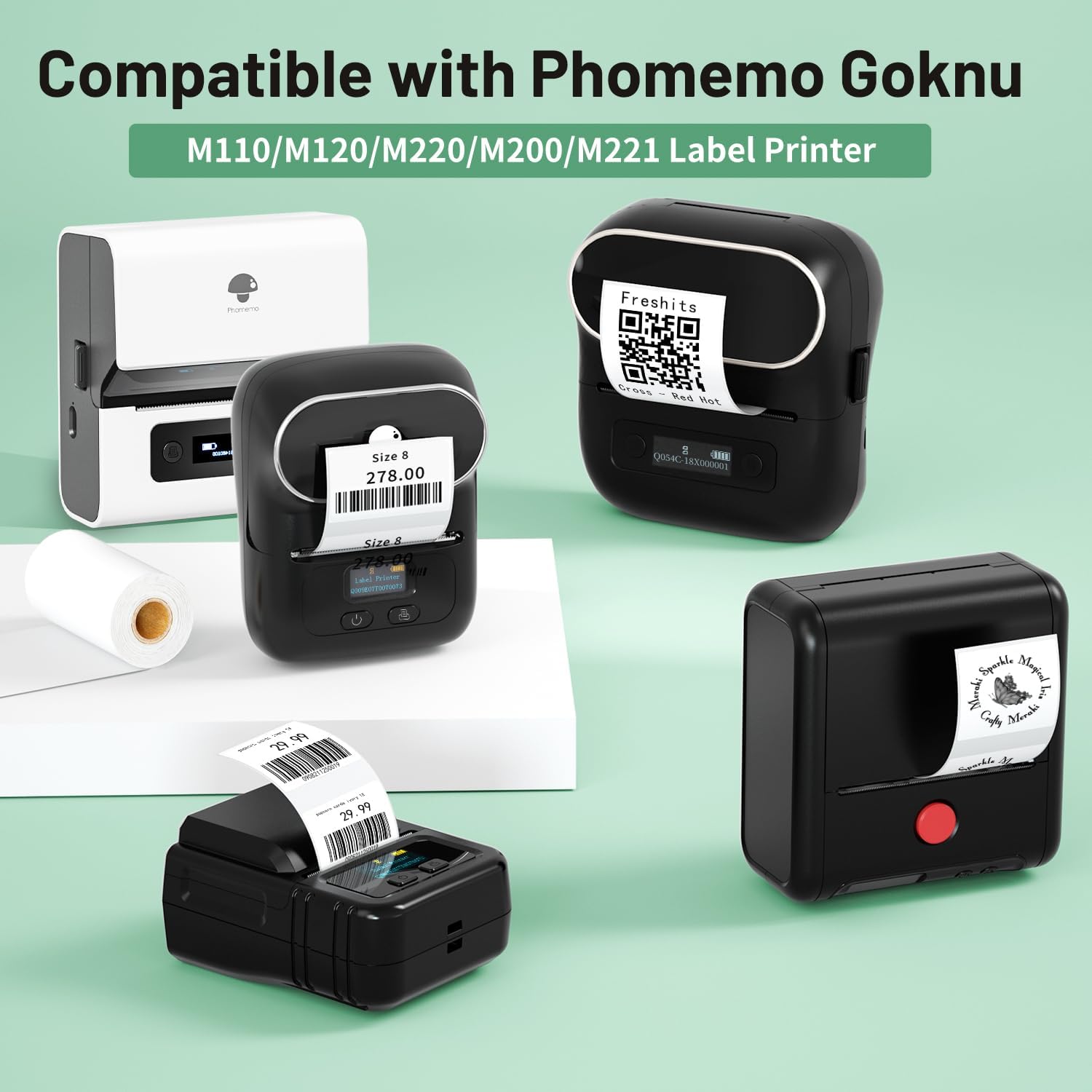 Mehrfarbiger Thermo-Etikettenaufkleber, selbstklebend, 20–50 mm, Thermopapier, kompatibel mit Phomemo M110 M200 M220 E210 P50, Etikettendrucker