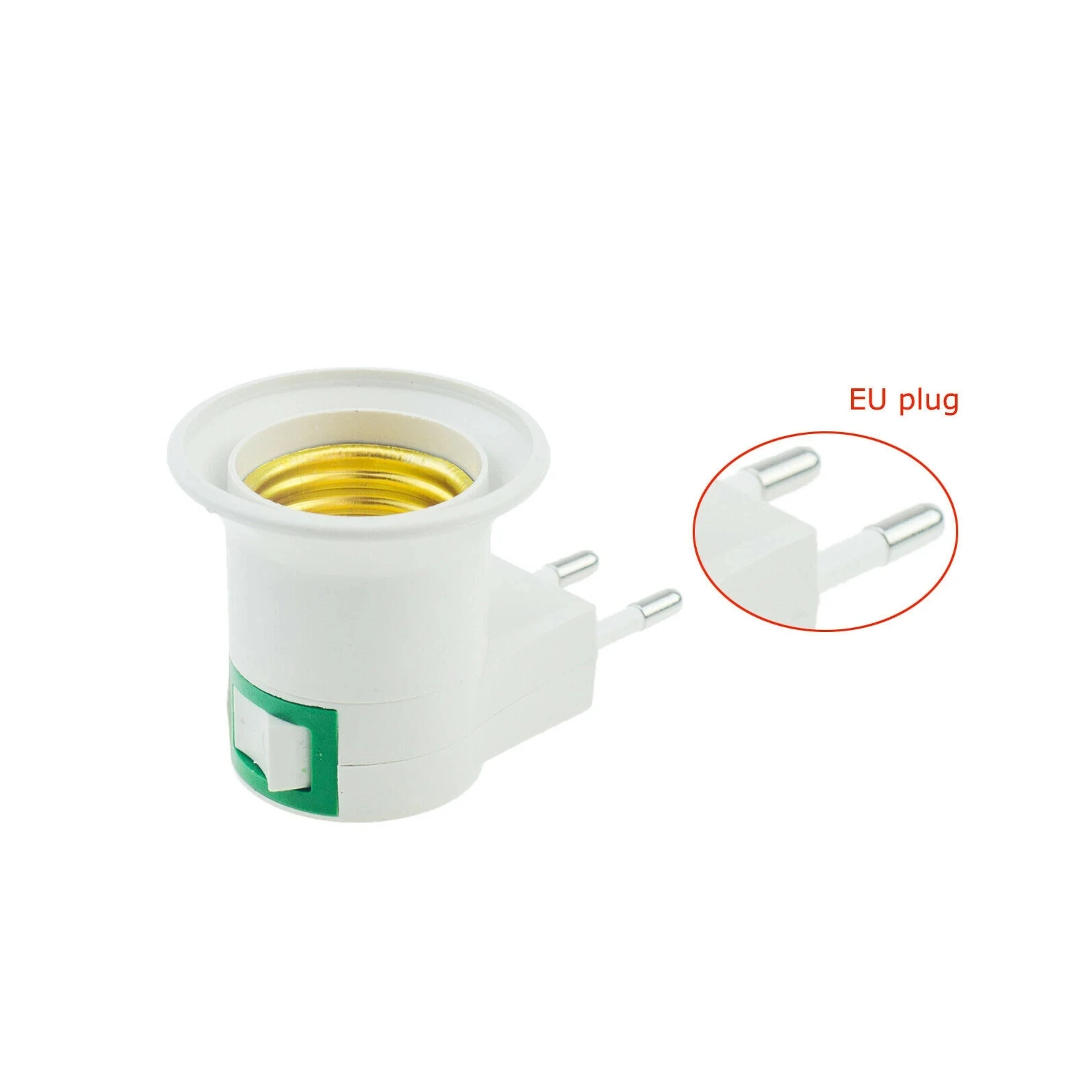 E27 LED Light Socket US/EU Plug & Play Screw Socket White Lamp Holder Base ON/OFF Switch Plug Light Bulb Adapter Household