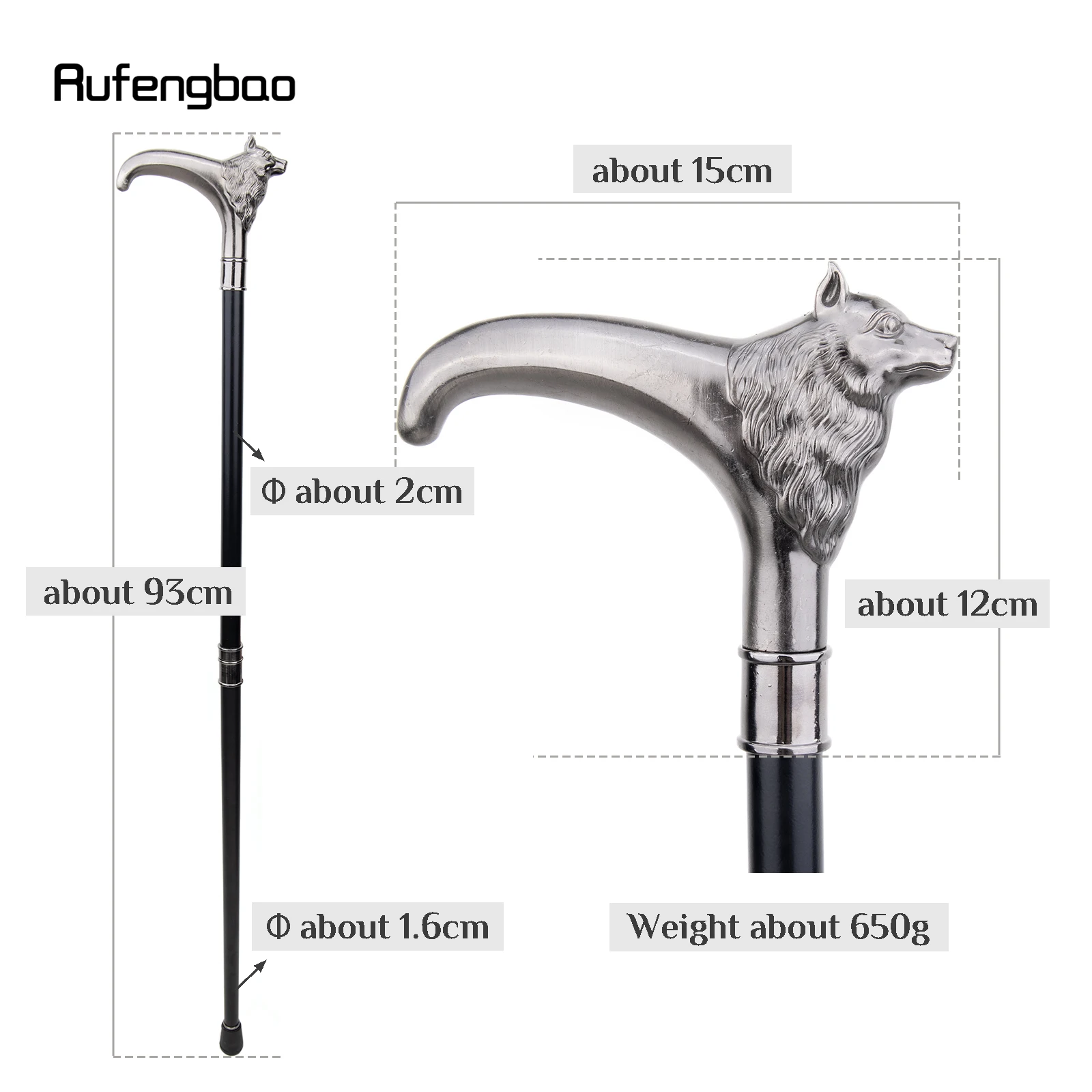 Fuchs Borsten Tier Spazierstock mit Versteckte Platte Selbstverteidigung Mode Cane Platte Cosplay Crosier Stick 93cm