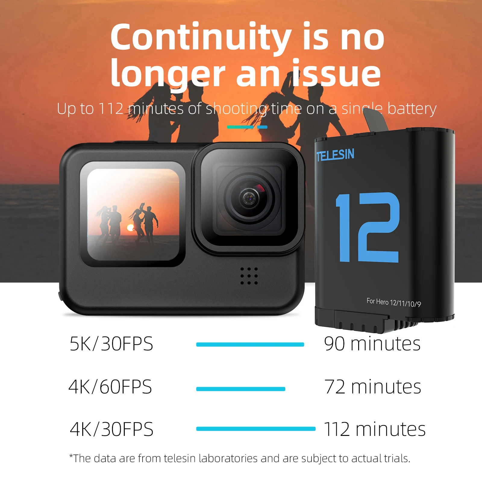 TELESIN Battery For GoPro Hero 12 11 10 9 1750 mAh Battery 3 Ways Fast Charger Box TF Card Storage For GoPro Hero Accessories