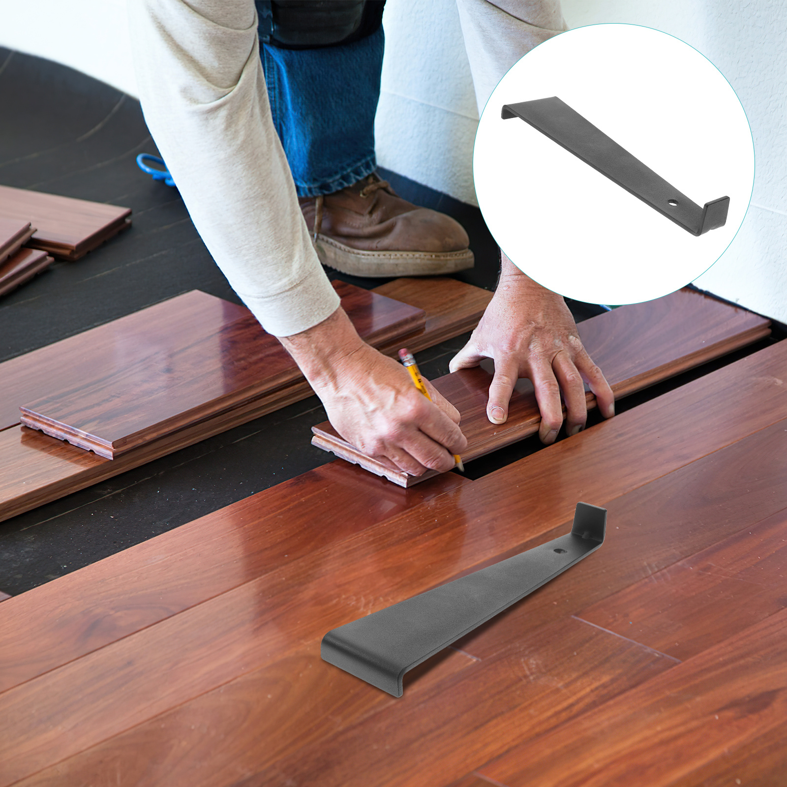 Barra de tração para piso, madeira laminada, madeira dura, ferramentas de instalação diy, alta dureza, à prova de ferrugem, resistente, uso profissional