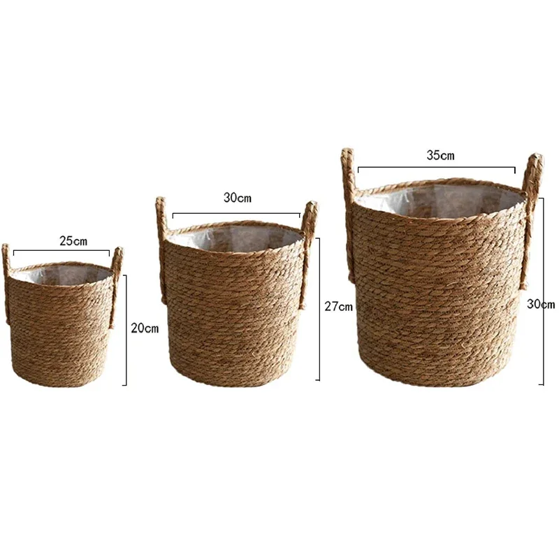 Maceta nórdica Extra grande de paja, cesta de almacenamiento de algas marinas, cesta de flores de plantas verdes en maceta, suelo tejido a mano, maceta de interior