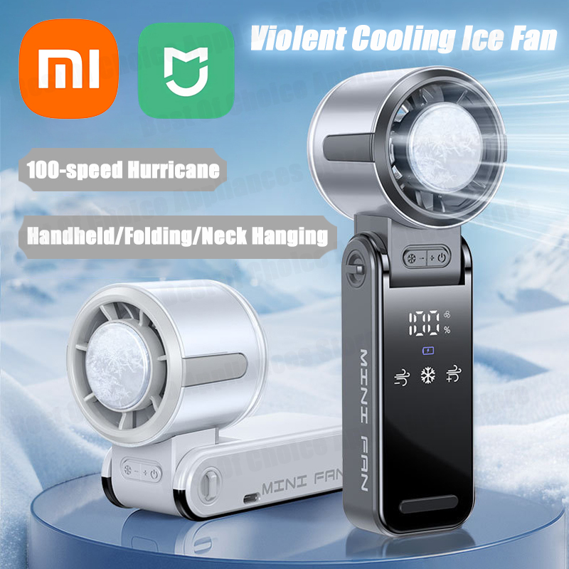Холодильный турбовентилятор Xiaomi, высокоскоростной электрический мини-ручной вентилятор, перезаряжаемый через USB портативный вентилятор, светодиодный цифровой дисплей