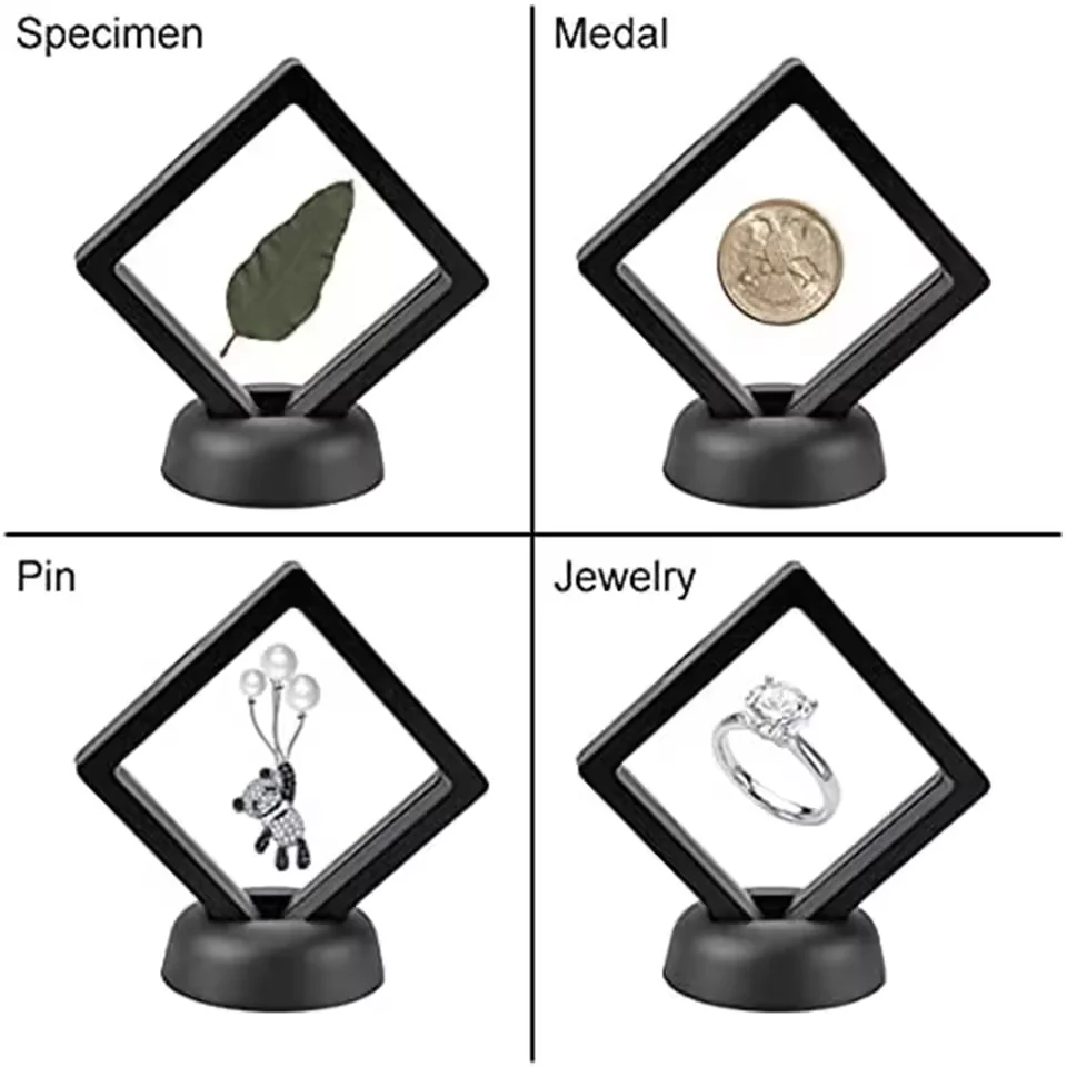 5 Stuks Drijvende Vitrine Frame Ring Ketting Oorbel Verpakking Sieraden Munt Display Standhouder