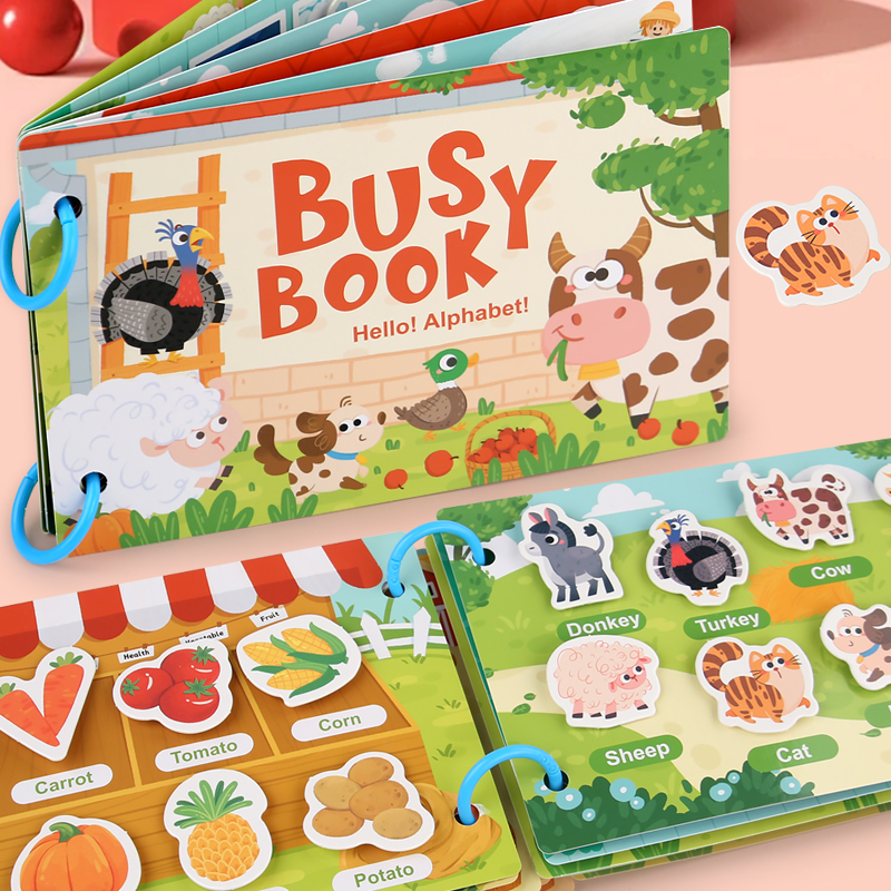 Montessori bebê ocupado livro meu primeiro livro silencioso colar aprendizagem precoce educação brinquedo crianças jogo de correspondência para bebês 2 3 anos
