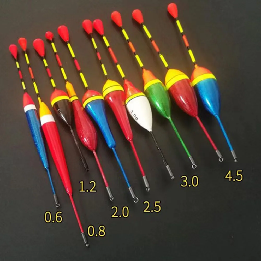 10 pçs conjunto de flutuadores de pesca bóia bobber vara de luz de pesca flutua flutuar mix tamanho cor bóia flutuante para acessórios de pesca