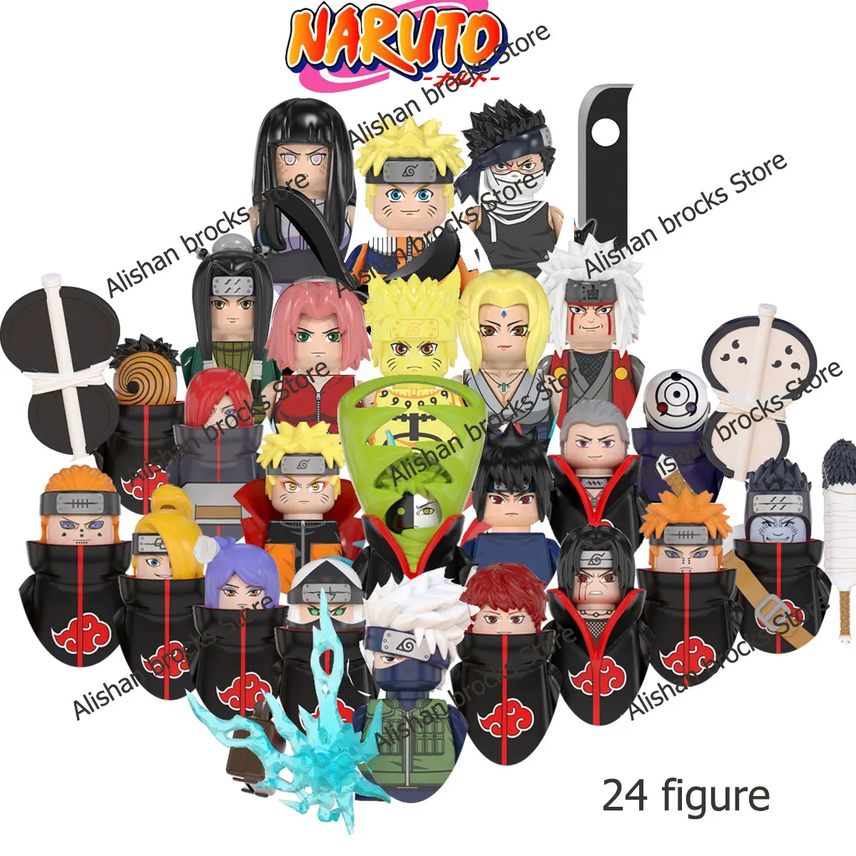 WM6105 6106 Narutoe Sasuke Kakashi Akatsuki bricks Building Blocks Anime cartoon blocks Action Figures Heads Assembly kids Toys
