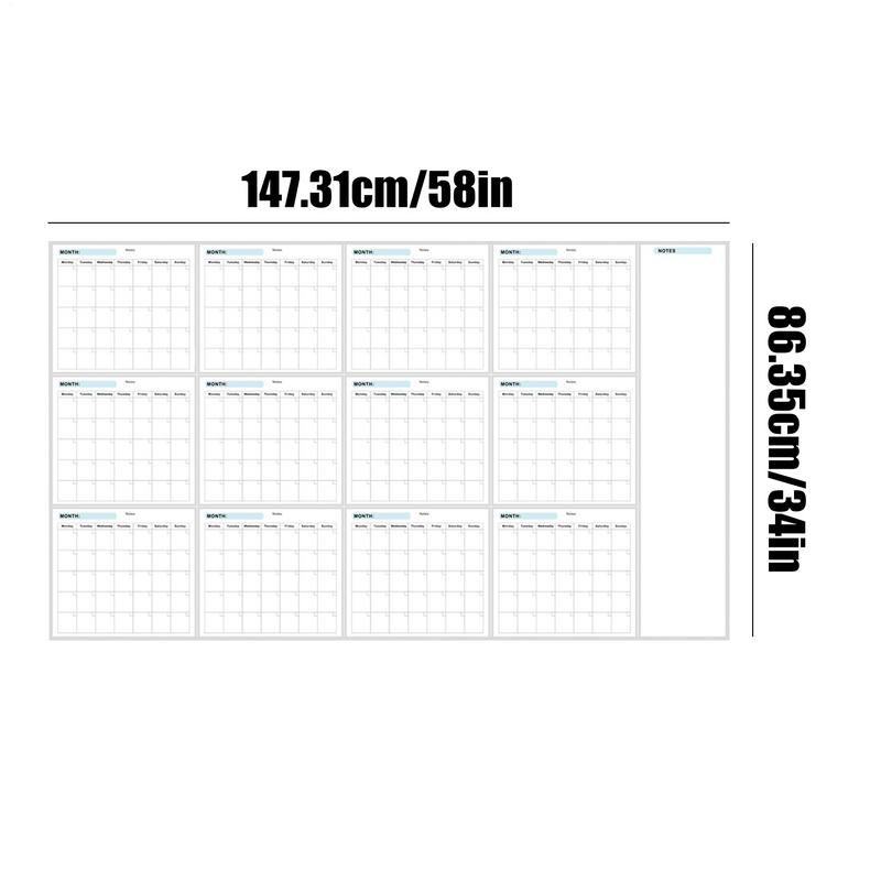 Extra Large Board Calendar Reusable Calendar 35X58in Wall Planner Large Erasable Boards For Offices Home & School