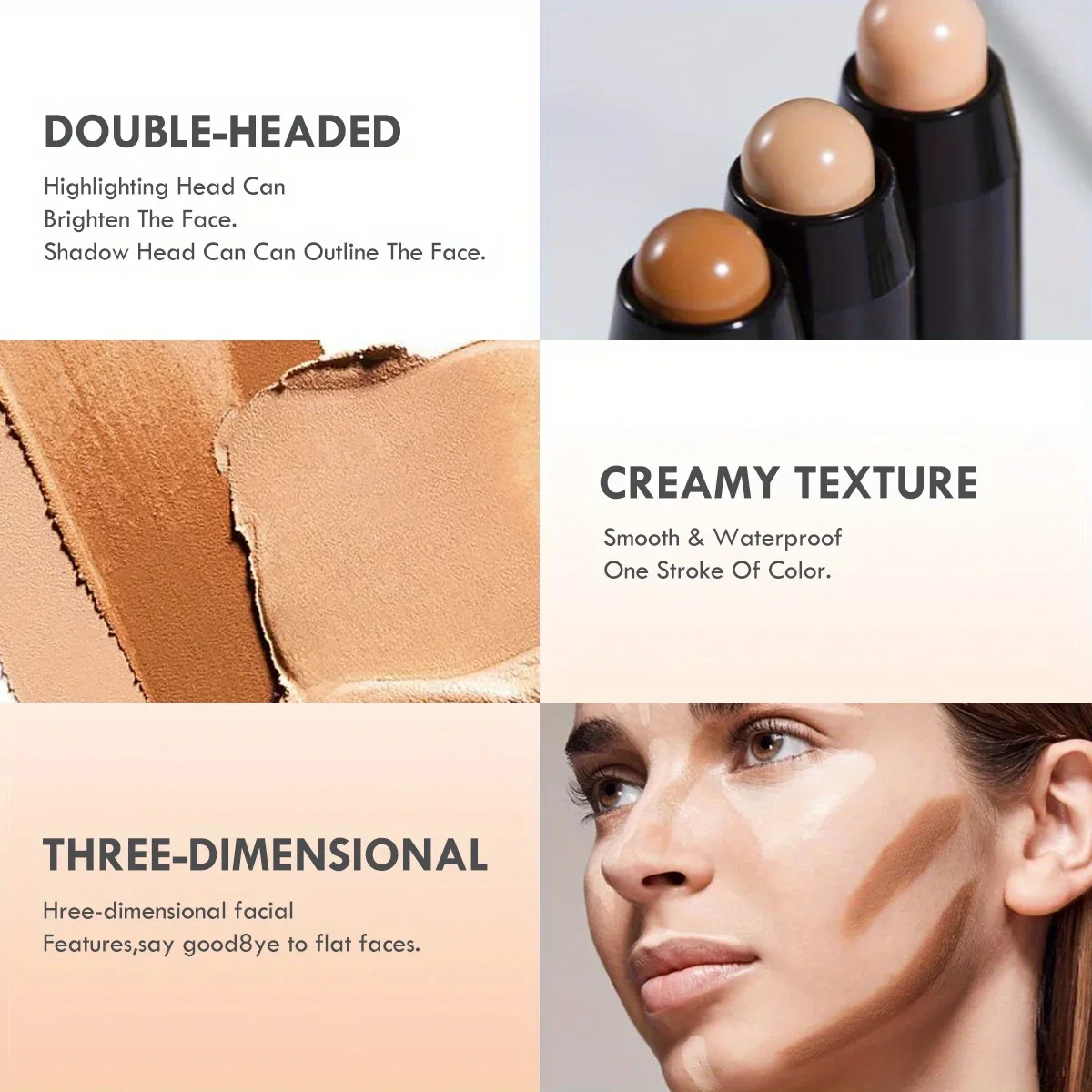 Double HEAD Highlight ปากกา Face Make Up Liquid กันน้ํา Contouring Foundation Contour แต่งหน้าคอนซีลเลอร์ Stick ดินสอเครื่องสําอาง