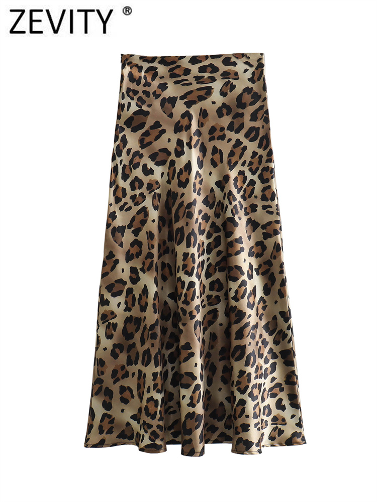 Юбка-миди Женская трапециевидная на молнии с леопардовым принтом и высокой талией