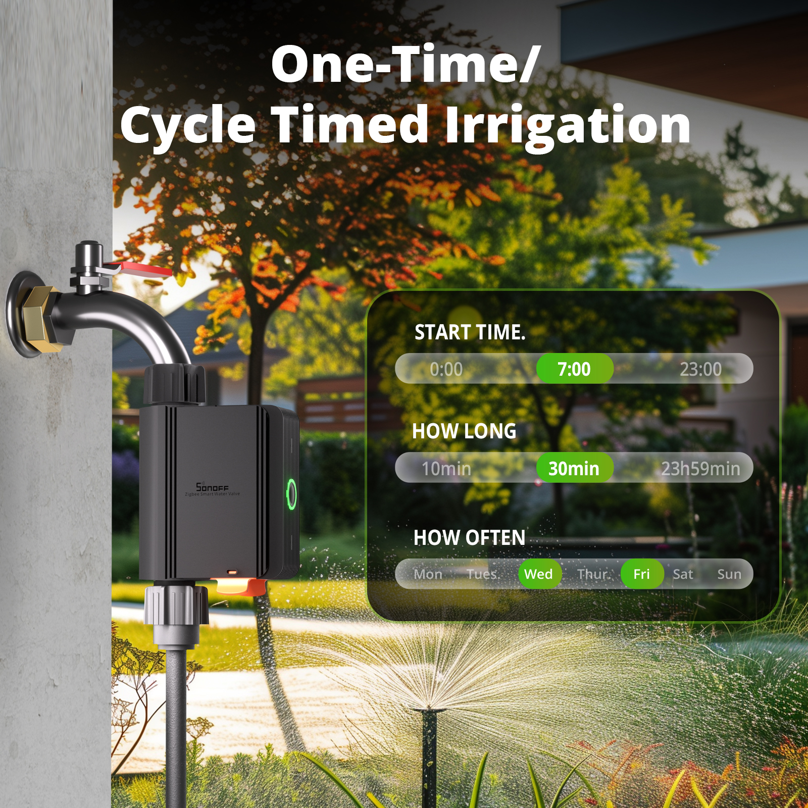 SONOFF SWV Zigbee válvula de agua inteligente riego automático IP55 fácil instalación programación de tiempo de Control remoto a través de eWeLink Alexa Google