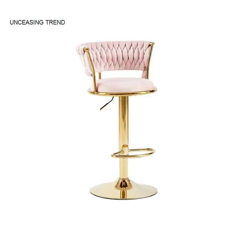 Taburete alto con silla de Bar giratoria Simple, respaldo nórdico de una silla, muebles modernos, taburete de Bar de esponja de alta elasticidad