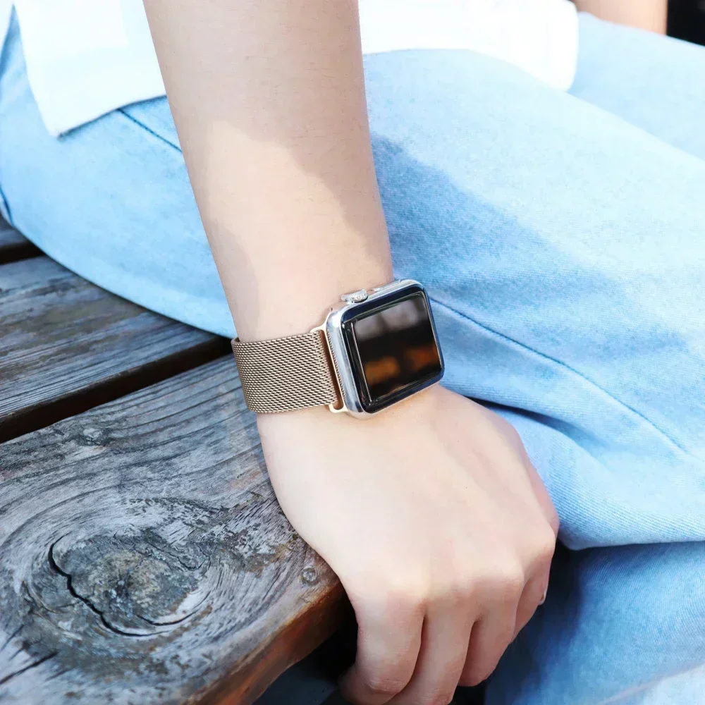 Milanese LOOP สําหรับ Apple Watch สายคล้อง 49 มม.45 มม.44 มม.41 มม.40 มม.สายรัดข้อมือโลหะสร้อยข้อมือ iWatch Series 9 8 7 6 5 4 3 SE