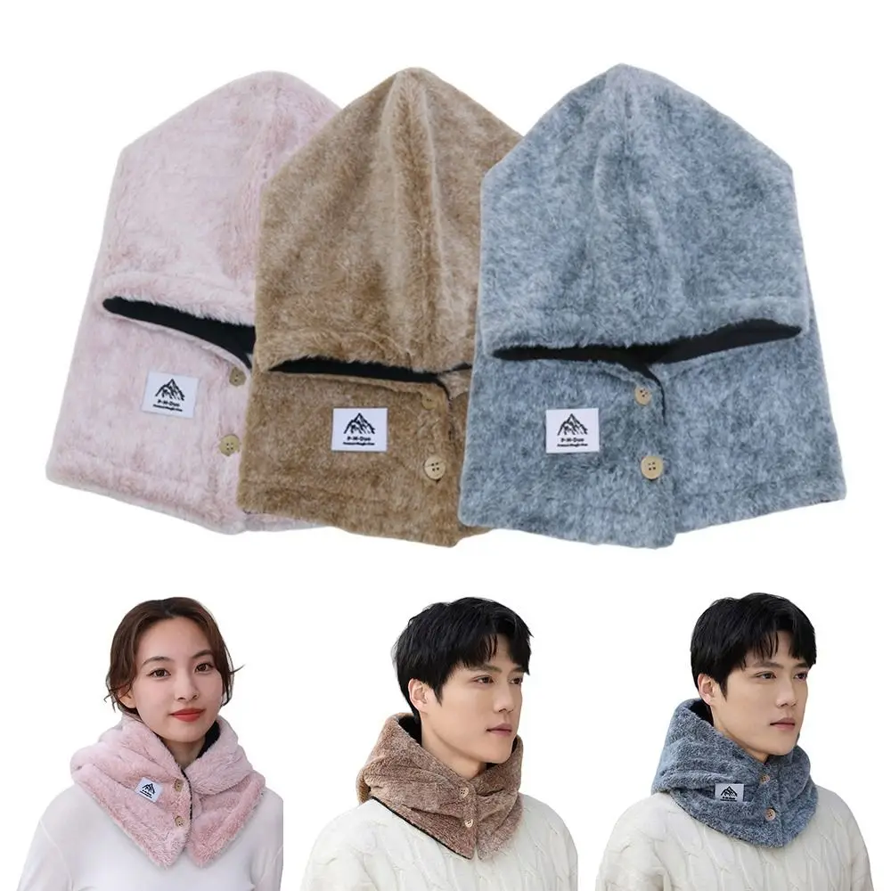 Moda de pelúcia inverno integrado boné cachecol proteção de orelha quente gorro chapéu cachecol macio à prova de vento balaclava chapéu ciclismo