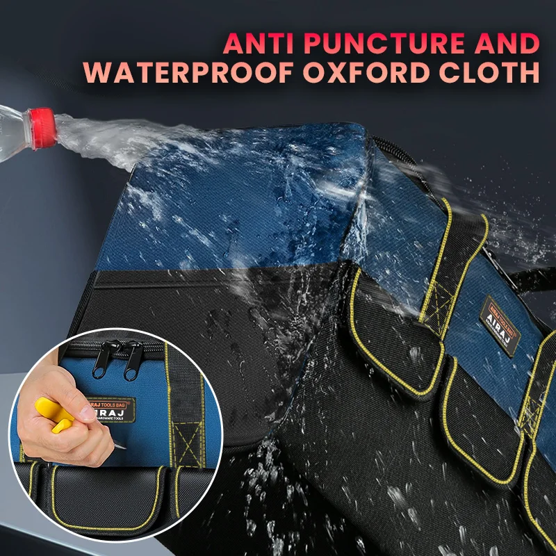 Bolsa de herramientas multifunción AIRAJ, 30% de capacidad, tela Oxford, kits de herramientas para electricista, bolsa múltiple, bolsa con asa para hombre, bolsas organizadoras de herramientas