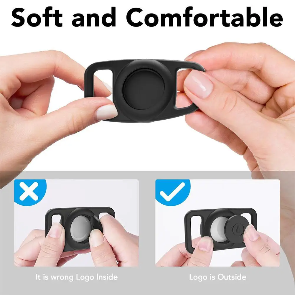 Sarung pelindung silikon untuk airtag Pet Dog Positioning Tracker penutup kerah pelindung antihilang I6a3