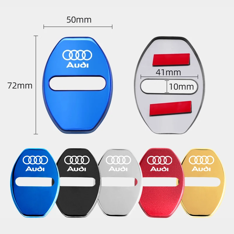 4Pcs Door Lock Decoration Protect Cover Emblem Case For Audi A1 A2 A3 A4 A5 A6 A7 A8 Q1 Q2 Q3 Q4 Q5 Q6 Q7 Q8 TT RS6 S5 Quattro