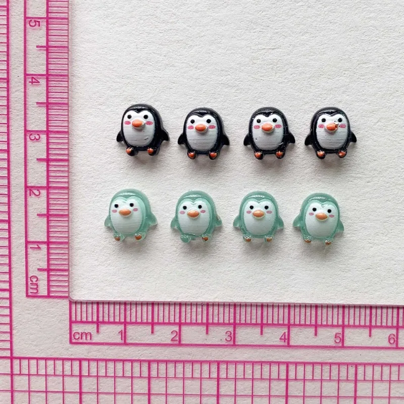 100 個かわいい 9 ミリメートル樹脂ミニペンギンシリーズフラットバック石置物 DIY ウェディングスクラップブックアクセサリー