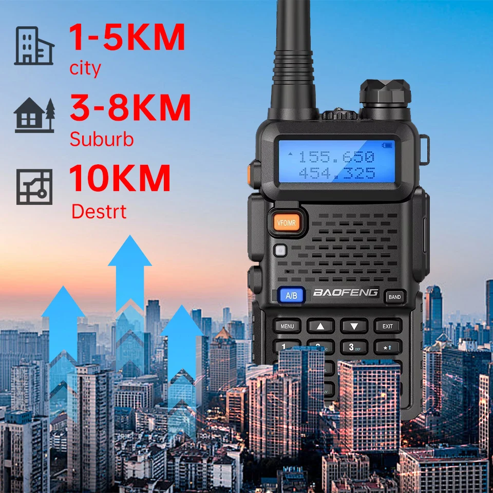 Baofeng UV-5R 8W Tri-Power Walkie Talkie Dużej Mocy Dwuzakresowe Dalekiego Zasięgu 128CH Przenośne Ręczne UV 5R Radio Amatorskie FM Dwukierunkowe