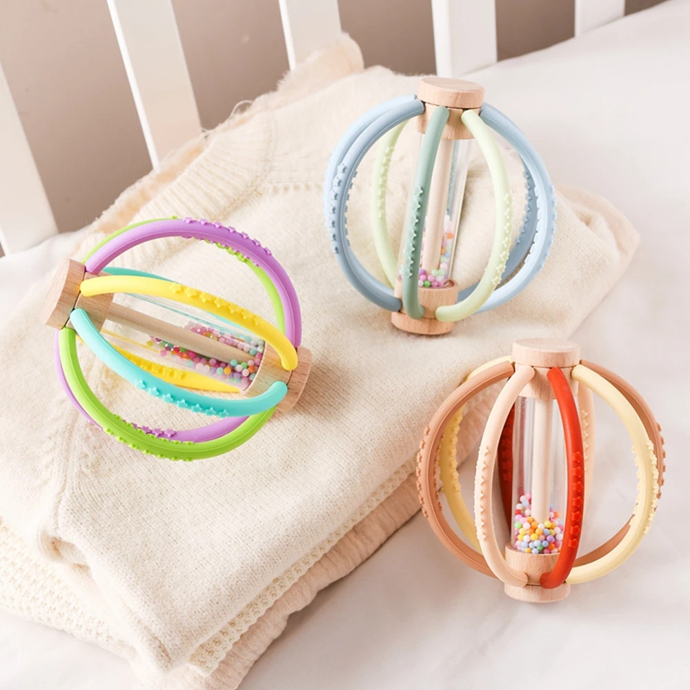 幼児用シリコン歯がためリング,感覚タッチおもちゃ,ベビーボール,レインスティック,BPAなし,1個
