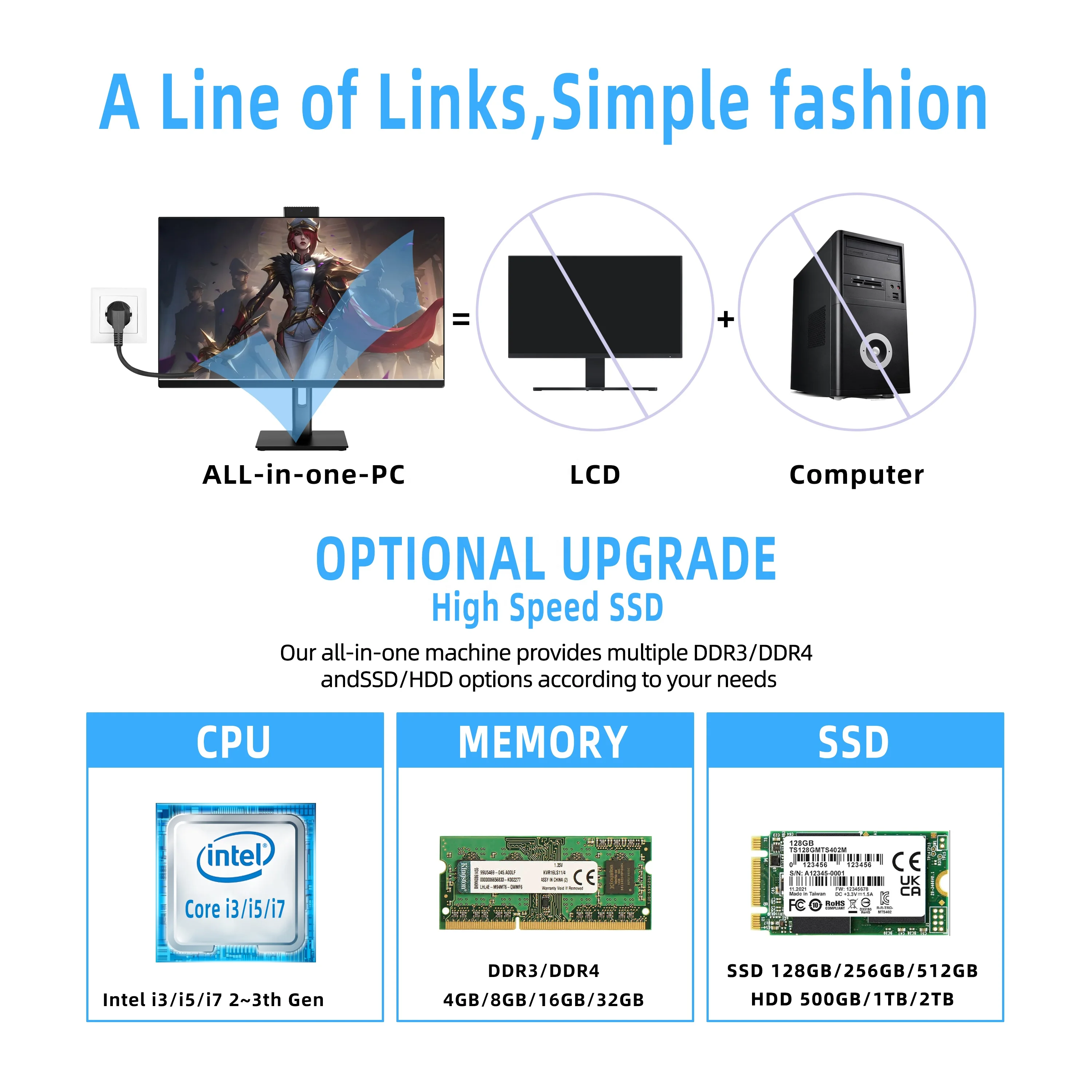 High-speed Response Gamer AIO Computer Chinese Computer 23.8-inch FHD Screen All-in-one Machine